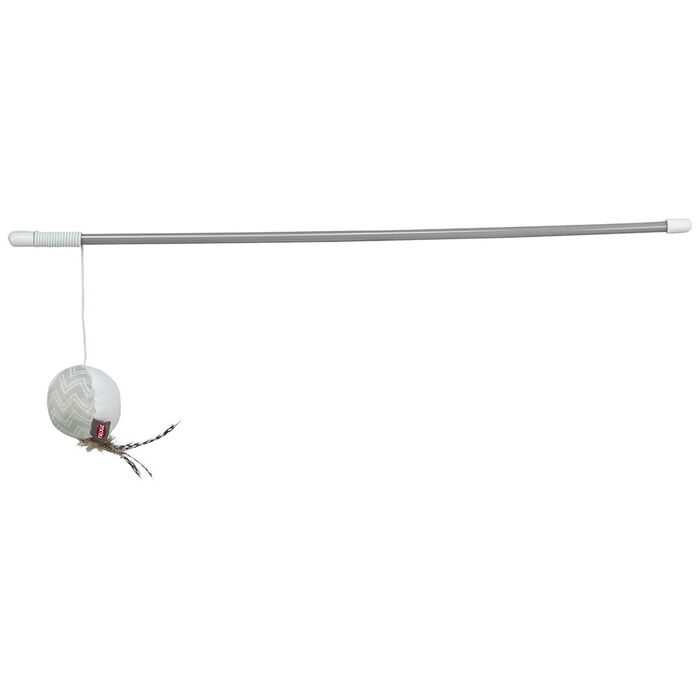 Bastao C/ Bola E Penas Em Plastico/Pelucia P/ Gatos - 46 Cm