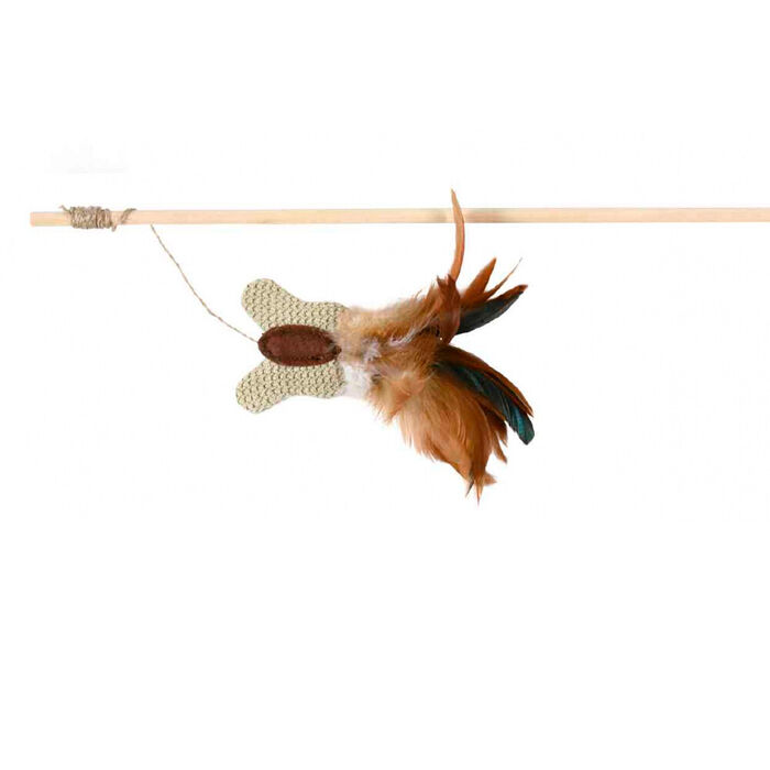 Bastao C/ Borboleta E Penas P/ Gato - 45 Cm