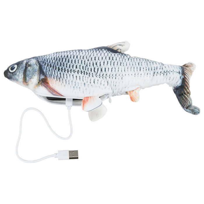 Peixe Em Tecido C/ Movimento (Usb) E Catnip 30 Cm