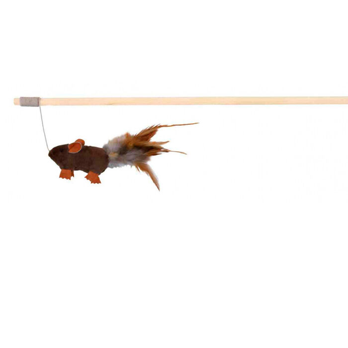 Bastao Com Rato De Peluche E Penas - 50 Cm