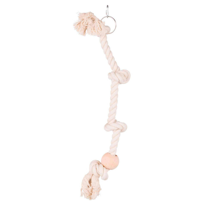Baloiço Corda C/ Dois Nos E Bola De Madeira - 60 Cm
