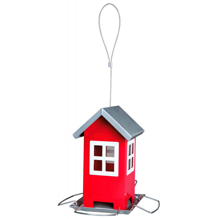Comedouro Em Metal P/ Suspender 19X20X19 Cm (Vermelho/Prata)