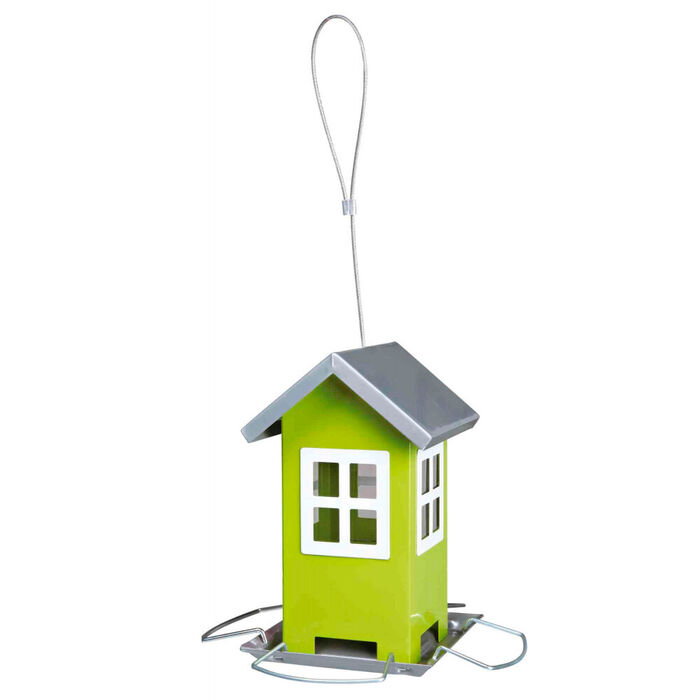Comedouro Em Metal P/ Suspender 19X20X19 Cm (Verde/Prata)