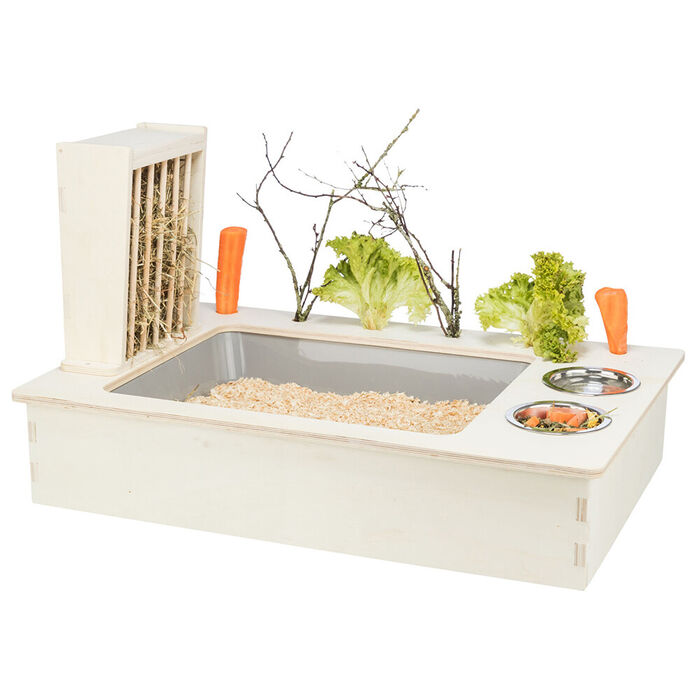 Alimentador Em Madeira C/ Gamelas/Porta Feno 70X41X47 Cm