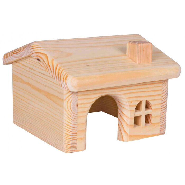 Casa Em Madeira De Pinho P/ Ratos E Hamsters 15X11X15 Cm