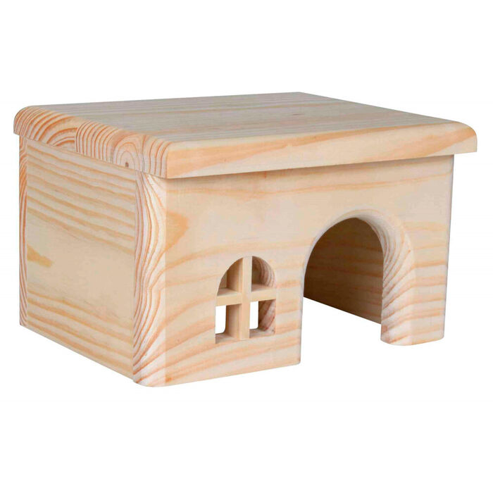 Casa Em Madeira De Pinho P/ Ratos, Hamsters 15X12X15 Cm