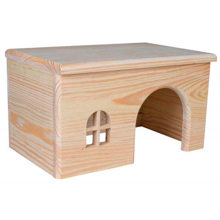 Casa Em Madeira De Pinho P/ Porq. Da India 28X16X18 Cm