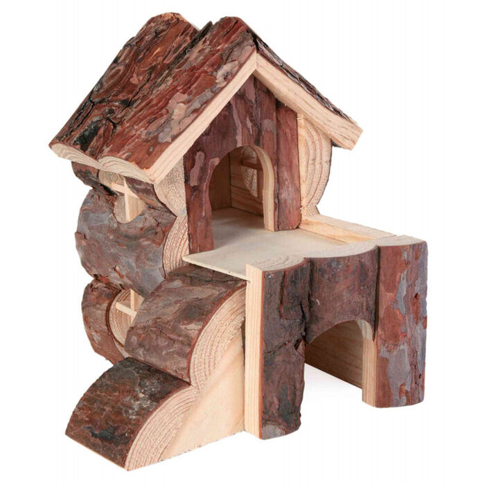 Casa Bjork Em Madeira Natural C/ Rampa P/ Hamsters