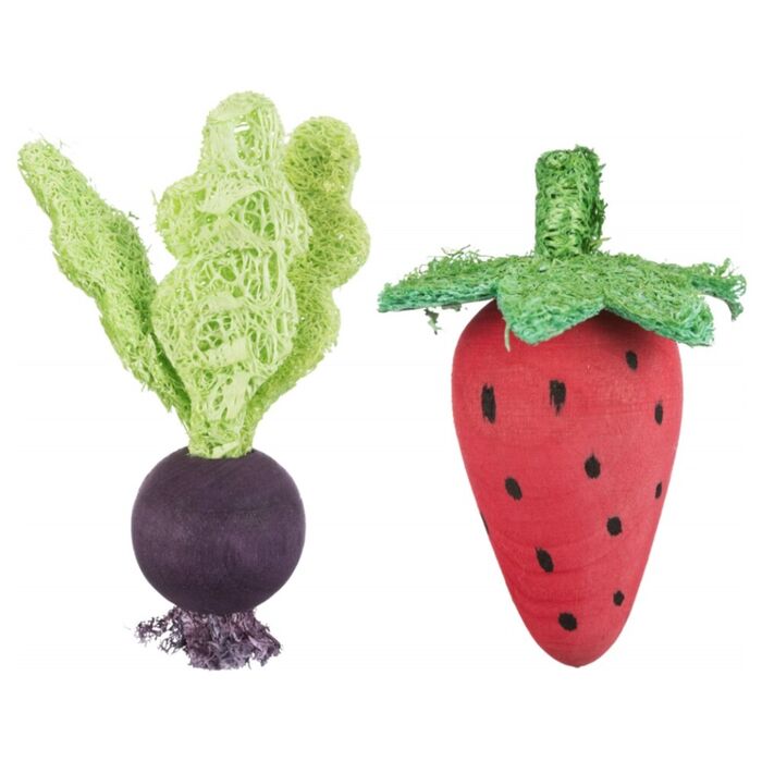 Morango E Beterraba Em Madeira/Lufa 6/9 Cm