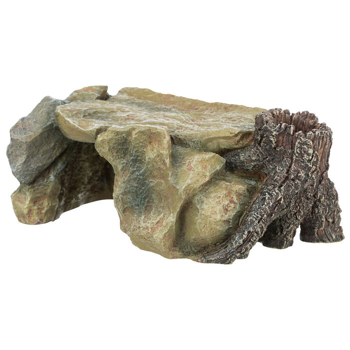 Decor. P/ Aquario - Plataforma Rochosa C/ Tronco 25 Cm
