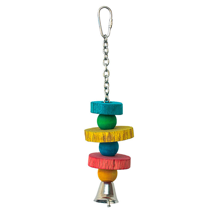 Brinquedo P/ Aves Colorido (3 Bolas E Sino) 24 Cm