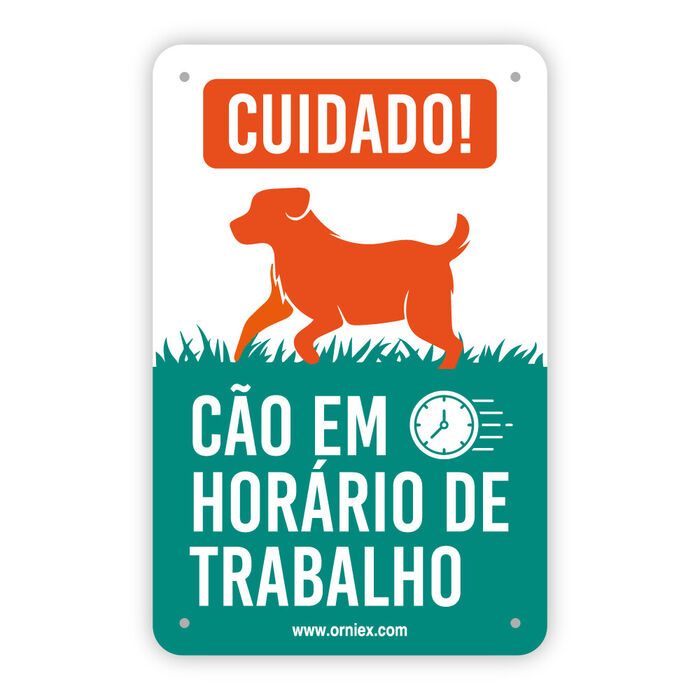 Placa Pvc Cao Em Horario De Trabalho