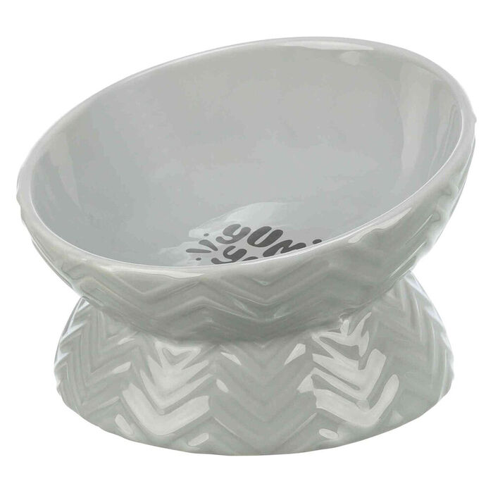 Gamela Elevada Em Ceramica P/ Caes 0,35 Lt/Ø 17 Cm (Cinza)