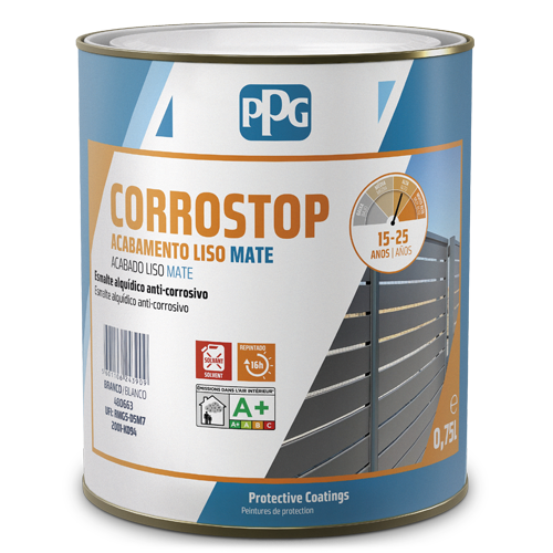 TINTA CORROSTOP MATE PRETO 9005 0.75L