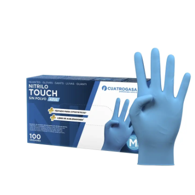 LUVA DESCARTAVEL NITRILO AZUL TOUCH - M