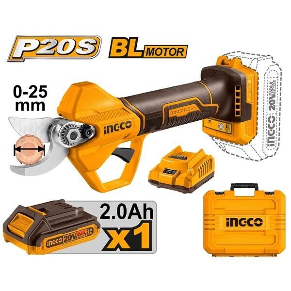 INC-CO TESOURA PODA 20V + BAT. 2OAH + MALA-CSSLI202581