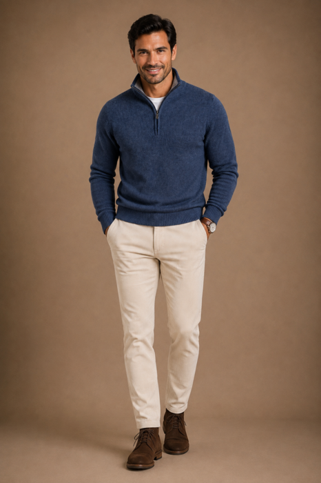 Lambswool Zip Polo, Jersey Knit, Regular Fit