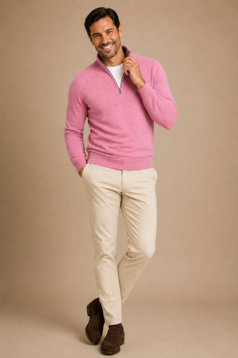 Lambswool Zip Polo, Jersey Knit, Regular Fit