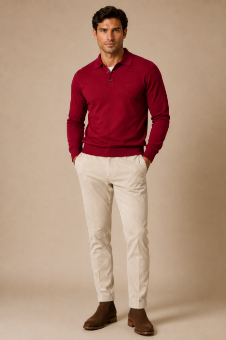 3-Button Polo Shirt, Merino Wool, Regular Fit