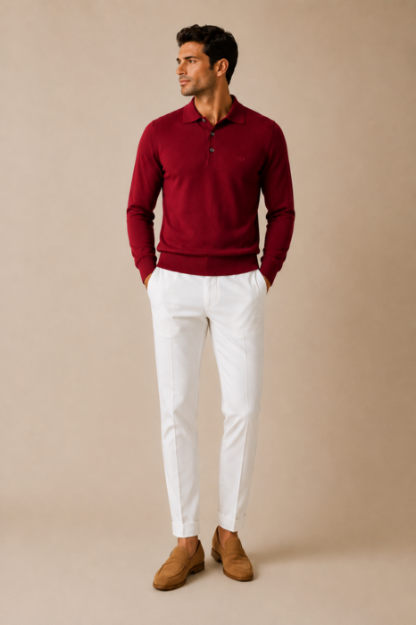 3-Button Polo Shirt, Merino Wool, Regular Fit