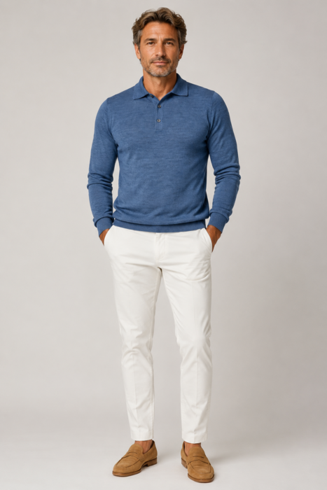 3-Button Polo Shirt, Merino Wool, Regular Fit