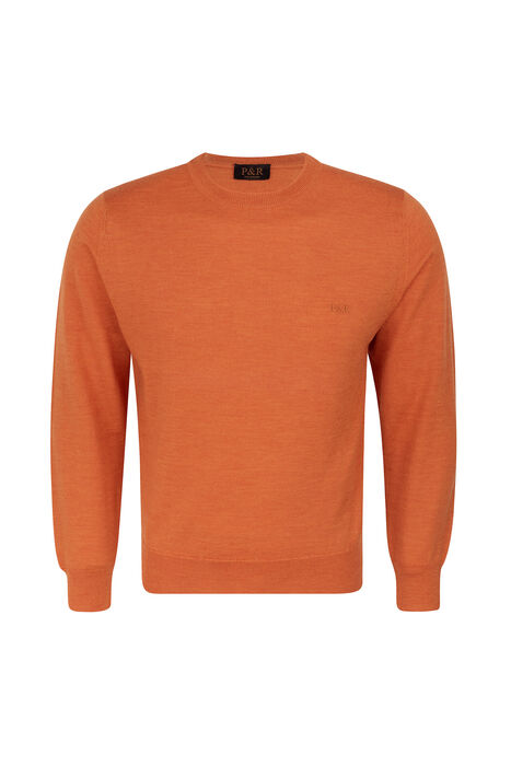 Round Neck Sweater, 100% Extra Fine Merino Wool