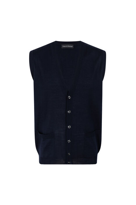 Vest with Buttons, sleeveless, Merino Wool, Regular Fit