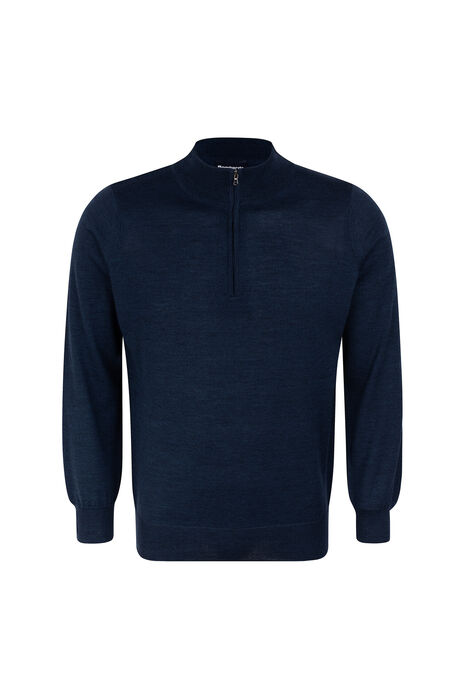 Zip-up polo shirt, Merino wool, knit fabric, Regular fit