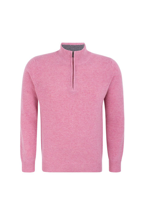 Lambswool Zip Polo, Jersey Knit, Regular Fit