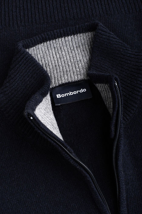 Polo com Fecho em Lambswool, Malha Jersey, Regular Fit