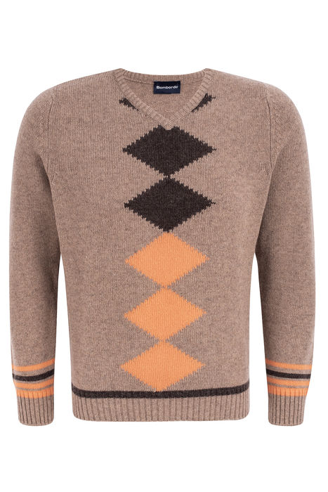 Lambswool pullover with intarsia